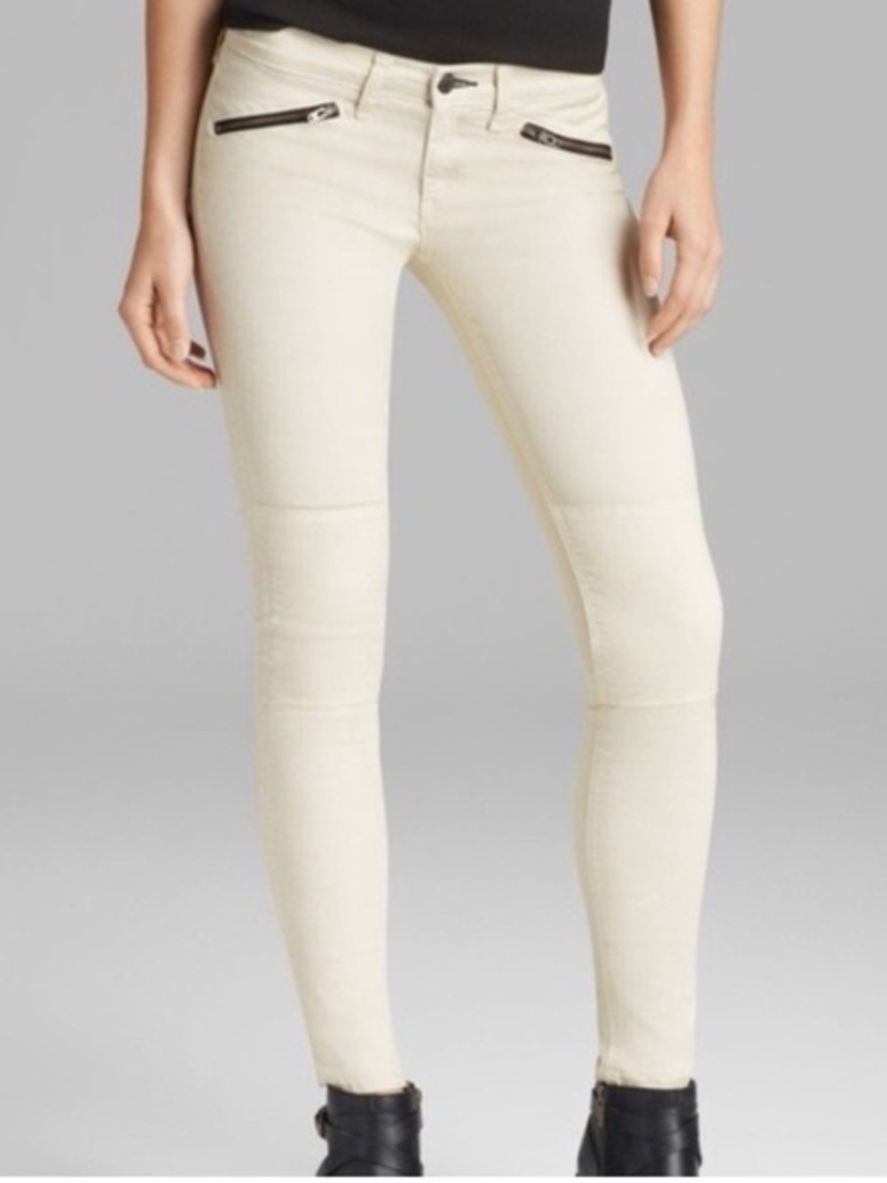 LIKE NEW SIZE 27 Bonnie Jean Ivory Skinny Jeans with Zip Details
